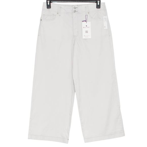 NWT Gloria Vanderbilt Pants Cropped Wide Leg Minimalist Casual Neutral Gray 6 - Picture 1 of 8